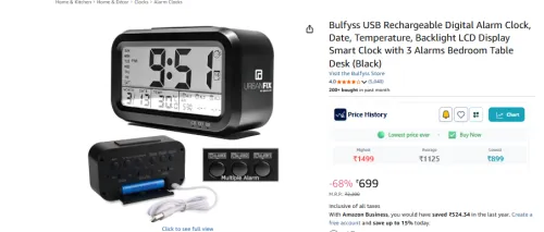 Image of Bulfyss USB Rechargeable Digital Alarm Clock