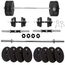 BULLAR Home Gym Set, 8kg to 20kg with 3 Straight Rod and 2 Dumbbell Rods, Gym Combo, and Home Workout Equipments with PVC Weights Plates (8 KG Set)