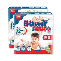 BUMMY PANTS Baby Diapers - Soft & Comfortable with 5D Cross Core Technology, 360° Soft Elastic Waistband & Up to 12-Hour