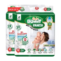 BUMMY PANTS Baby Diapers - Soft & Comfortable with 5D Cross Core Technology, 360° Soft Elastic Waistband & Up to 12-Hour