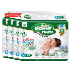 Bummy Pants Set Of 4 Baby Diaper - L - 30 Pcs Each