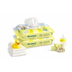 Bumpers Baby Wipes 99% Water Based Alcohol & Paraben Free Extra Thick Safe for Sensitive Skin 72 Counts/Pack (Set of 2) (144 Wipes)