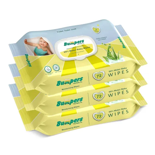Image of Bumpers Baby Wipes | 99% Water Based | Alcohol & Paraben Free | Extra Thick | Safe for Sensitive Skin | 72 Counts/Pack (