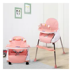 BUMTUM 4in1 Baby High Chair – Convertible, Pink
