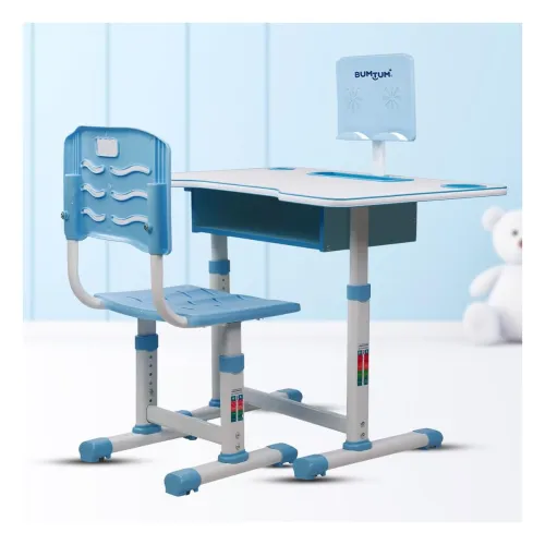 Image of Bumtum Adjustable Foldable Kids Study Table Set (Blue)