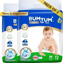 Bumtum Baby Diaper Pants Double Layer Leakage Protection High Absorb Technology - M (144 Pieces)
