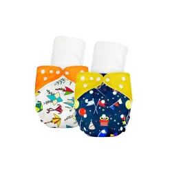 Bumtum Baby Diaper | 0-3 Yrs Baby Freesize | Pack of 2, New Born Baby Diaper, Cloth Diaper, Waterproof Reusable Diaper, 5hrs Absorbency, Washable, Cotton Soaker, Extra Soft (Kite + Birthday....
