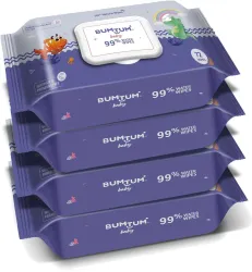 Bumtum Baby Gentle 99% Pure Water Wipes With Lid | Aloe Vera & Chamomile Extracts (288 Wipes)