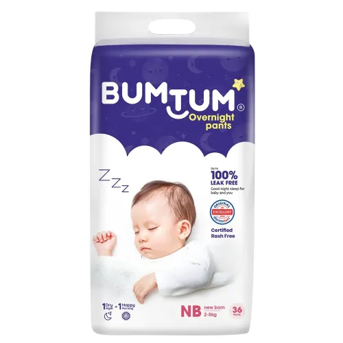 Image of Bumtum Baby Overnight Diaper Pants - Size NB (2-5 kg), 36 Count