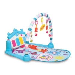 BUMTUM Baby Piano Gym Blue Hut | Play Mat for Gym & Fitness Rack with Hanging Rattles Keyboard Set with Music Mode.