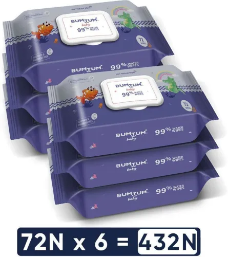 Image of Bumtum Baby Water Wet Wipes PO6 (432 Wipes)