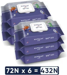 Bumtum Baby Water Wet Wipes PO6 (432 Wipes)