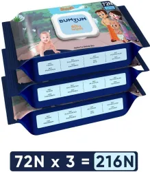 Bumtum Baby Wet Wipes (Pack of 3) (216 Wipes)