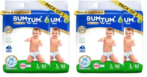 Image of Bumtum Baby Diaper Pants – Large, 124 Count, Aloe Vera Infused