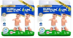 Bumtum Baby Diaper Pants – Large, 124 Count, Aloe Vera Infused