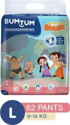 Bumtum Chhota Bheem Premium Baby Pull-Up Diaper Pants with Aloe Vera,Wetness Indicator and 12 Hours Absorption - Large -