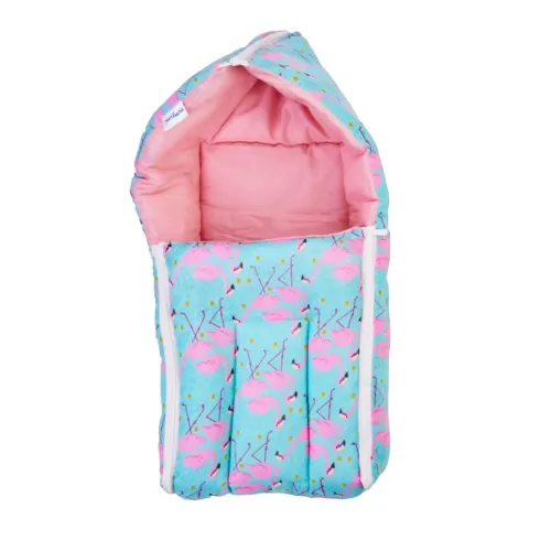 Image of BUMTUM Flamingo 3 in-1 Sleeping Bag, 0-6 Months Baby Bed, Sleeping Bag, Carry Nest, New Born Baby Unisex, Sea Green, Cot