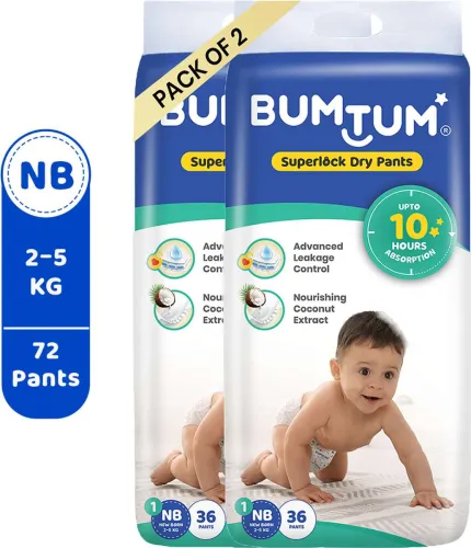 Image of BUMTUM Superlock Newborn Diaper Pants 72 Pieces