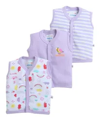 BUMZEE Baby Girls Regular Fit Sleeveless V-Neck Cotton Jablas,Pack of 3