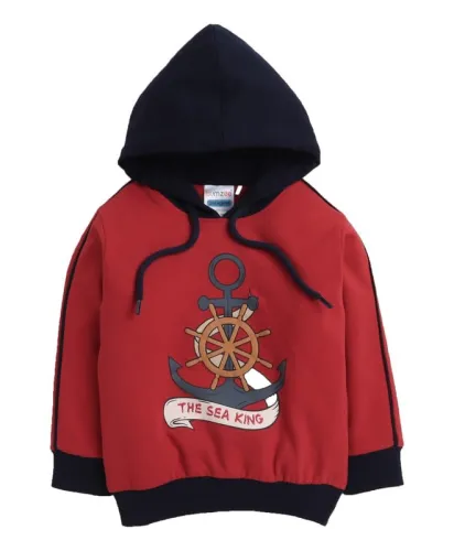 Image of BUMZEE Green Boys Full Sleeves Hooded Sweatshirt