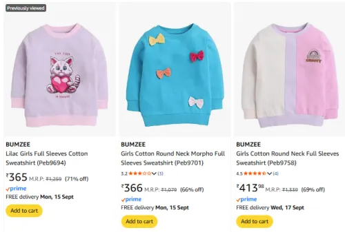 Image of BUMZEE Kids SweatShirt at Minimum 60% Discount