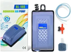 Buraq Aquarium Air Pump Kit | Ultra Quiet | Adjustable Flow | 1M Tube | 3W | Fish Tank Air Aquarium Pump (16 cm)