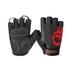 BURNLAB Gym Gloves Pro (Black and Red, Large)
