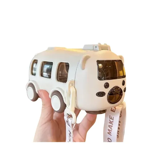 Image of Bus Water Bottle for Kids with Straw & Carry Strap - 700 ml 