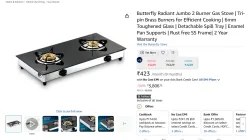 Butterfly Radiant Jumbo 2 Burner Gas Stove