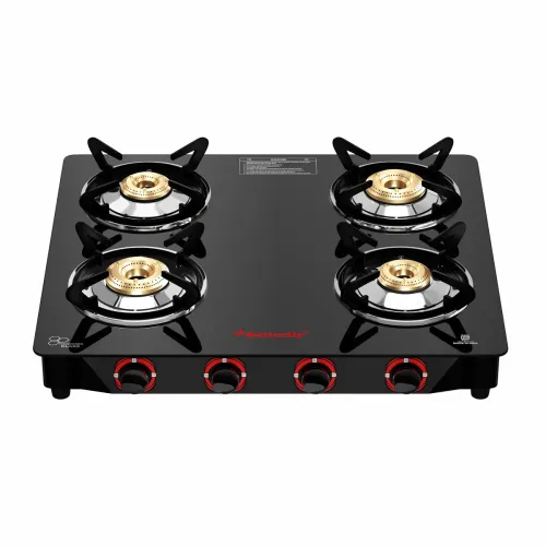 Image of Butterfly Smart 4 Burner Glass Top Gas Stove with Manual Ignition