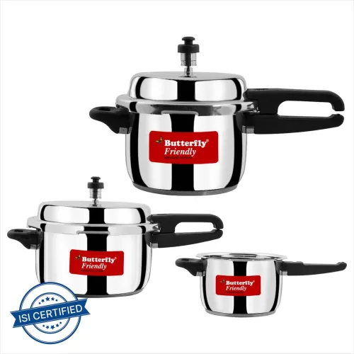Image of Butterfly stainless steel 2 L, 3 L, 5 L Outer Lid Induction Bottom Pressure Cooker  (Stainless Steel)