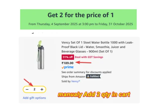 Image of Buy 2 Steel water Bottle & Get get 1 of them free