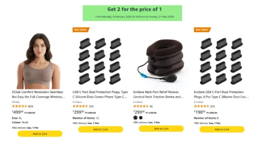 Image of Amazon Offer:Buy any 1 item & Get 1 item Free