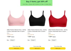 Buy 3 Women Bra & Get 50% off on Payment page