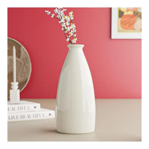 Image of by Earth Store White Bottle 9 Inch Ceramic Vase Set of 1