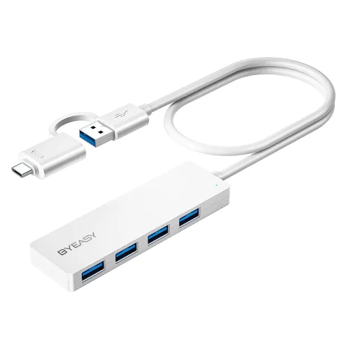 Image of BYEASY USB-C to USB 3.0 Hub, 4-Port USB 3.1 Hub with 2ft Extended Cable