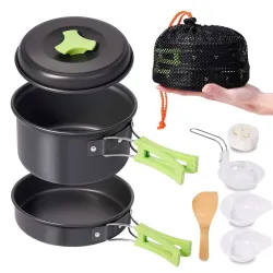 BYRM 9 Pcs Camping Cookware Mess kit Backpacking Gear