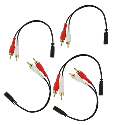 Image of C & E 0.6 m Female to 2 RCA Male Stereo Audio Cable (Pack of 5)