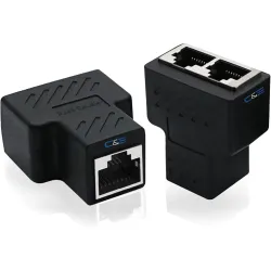 C & E Ethernet Splitter Splitter 1 to 2, RJ45 1 to 2 Ethernet Splitter Coupler Adapter, Ethernet Cable &LAN Internet Splitter for Cat5, Cat5e, Cat6 Cable - 2pcs