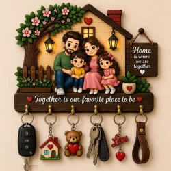 C4CRAFTS Premium Family Wooden Wall Key Holder