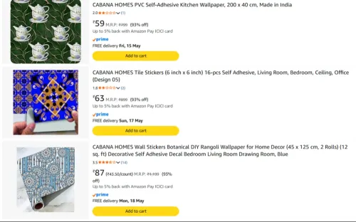 Image of CABANA HOMES Self-Adhesive Wallpaper Starting @ ₹59