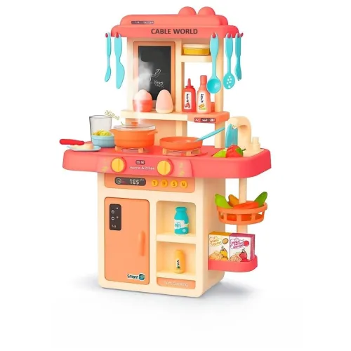 Image of Cable World® Kitchen Playset for Kids, Kitchen Set for Toddler with Gas Sound & Light, Cooking Stove with Steam,Toy Kitc