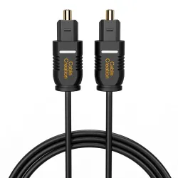 Cablecreation Optical Digital Audio Cable, 50Ft Thin Fiber Optic Toslink Gold Plated Optical S/Pdif Cord For Home Theate