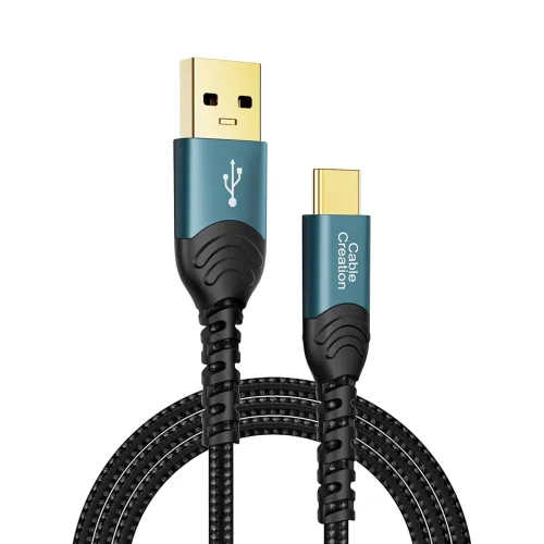 Image of CableCreation USB-A to USB-C Cable (3.3FT, Fast Charging, Braided, Blue)