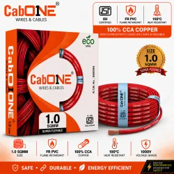 CabONE Lite 1.0 Sqmm Electrical Wire|90m|Single Core|Copper|FR PVC Insulation Domestic 1 sq/mm Red 300 ft. Wire (Red)