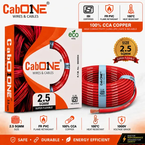 Image of CabONE Lite 2.5 Sqmm CCA Copper Wire 90m Single Core | FR PVC Insulated
