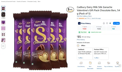 Image of Cadbury Dairy Milk Silk Ganache Valentine's Gift Pack Chocolate Bars, 54 g (Pack of 5)