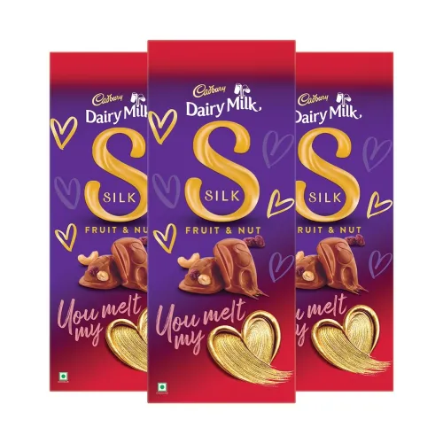 Image of Cadbury Dairy Milk Silk Fruit and Nut Valentine's Gift Pack Chocolate Bar, 129 g (Pack of 3)