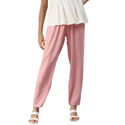 Cadila Womens Cotton Drawstring Rayon Pants with Single Right Side Pocket, Liva Certified Pants M-L Dusty-Pink