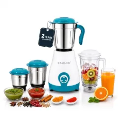 CADLEC BlendCraft 750 Watt Mixer Grinder with 4 Jars | Powerful Motor for Wet & Dry Grinding, Chutney, Mixing, Juicing & Blending | Durable ABS Body | 2-Year Warranty | Blue & White